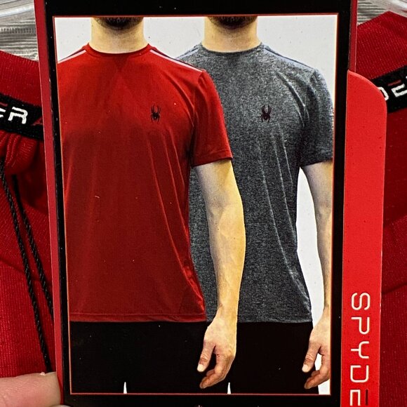 SPYDER Red T Shirt Mens Medium Quick Dry Perforated Lightweight Short Sleeve Tee - Picture 2 of 12